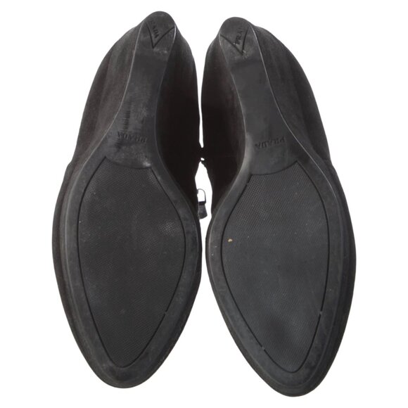 Women’s Black Suede Wedge Ankle Boots, Size 35 / 4.5 - Picture 5 of 6